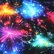 Fireworks Nylon Spandex Fabric - Multicolor Fireworks Print, 58/60" Width (1 Yard)