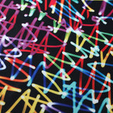 Scribbles Polyester Spandex Fabric - Multicolor Neon Lines, 58/60" Width (1 Yard)