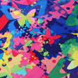 In Living Colors Poly Spandex Fabric - Colorful Butterfly Print, Multi Or Fuchsia Foil, 58/60" Width (1 Yard)