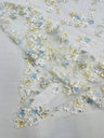 Multi Color 3D Floral Daisy Design Embroider Lace Fabric - Multi Color Floral Embroidery, 54" Width (1 Yard)