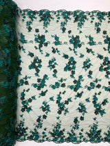 Multi Color 3D Floral Daisy Design Embroider Lace Fabric - Multi Color Floral Embroidery, 54" Width (1 Yard)