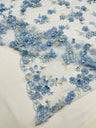 Multi Color 3D Floral Daisy Design Embroider Lace Fabric - Multi Color Floral Embroidery, 54" Width (1 Yard)