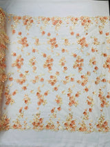 Multi Color 3D Floral Daisy Design Embroider Lace Fabric - Multi Color Floral Embroidery, 54" Width (1 Yard)