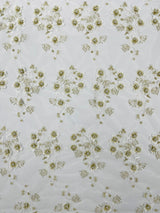 Multi Color 3D Floral Design With Pearls Lace Fabric - Multi Color Floral Embroidered Mesh Lace, 54" Wide, 36" Length (1 Yard)