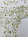 Multi Color 3D Floral Design With Pearls Lace Fabric - Multi Color Floral Embroidered Mesh Lace, 54" Wide, 36" Length (1 Yard)
