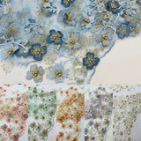 Multi Color 3D Floral Design With Pearls Lace Fabric - Multi Color Floral Embroidered Mesh Lace, 54" Wide, 36" Length (1 Yard)