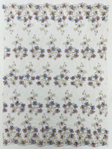 Multi Color 3D Floral Design With Pearls Lace Fabric - Multi Color Floral Embroidered Mesh Lace, 54" Wide, 36" Length (1 Yard)