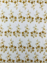 Multi Color 3D Floral Design With Pearls Lace Fabric - Multi Color Floral Embroidered Mesh Lace, 54" Wide, 36" Length (1 Yard)