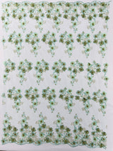 Multi Color 3D Floral Design With Pearls Lace Fabric - Multi Color Floral Embroidered Mesh Lace, 54" Wide, 36" Length (1 Yard)