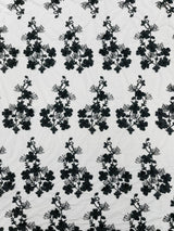 Multi Color 3D Floral Design With Pearls Lace Fabric - Multi Color Floral Embroidered Mesh Lace, 54" Wide, 36" Length (1 Yard)