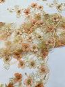 Multi Color 3D Floral Design With Pearls Lace Fabric - Multi Color Floral Embroidered Mesh Lace, 54" Wide, 36" Length (1 Yard)