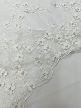 Multi Color 3D Floral Design With Pearls Lace Fabric - Multi Color Floral Embroidered Mesh Lace, 54" Wide, 36" Length (1 Yard)