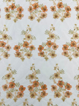 Multi Color 3D Floral Design With Pearls Lace Fabric - Multi Color Floral Embroidered Mesh Lace, 54" Wide, 36" Length (1 Yard)