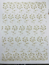 Multi Color 3D Floral Design With Pearls Lace Fabric - Multi Color Floral Embroidered Mesh Lace, 54" Wide, 36" Length (1 Yard)