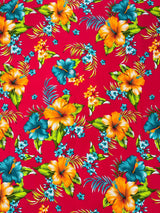 Multi Color Hawaiian Hibiscus 100 Percent Cotton Fabric - Multi Color Floral Print, 45" Width (1 Yard)