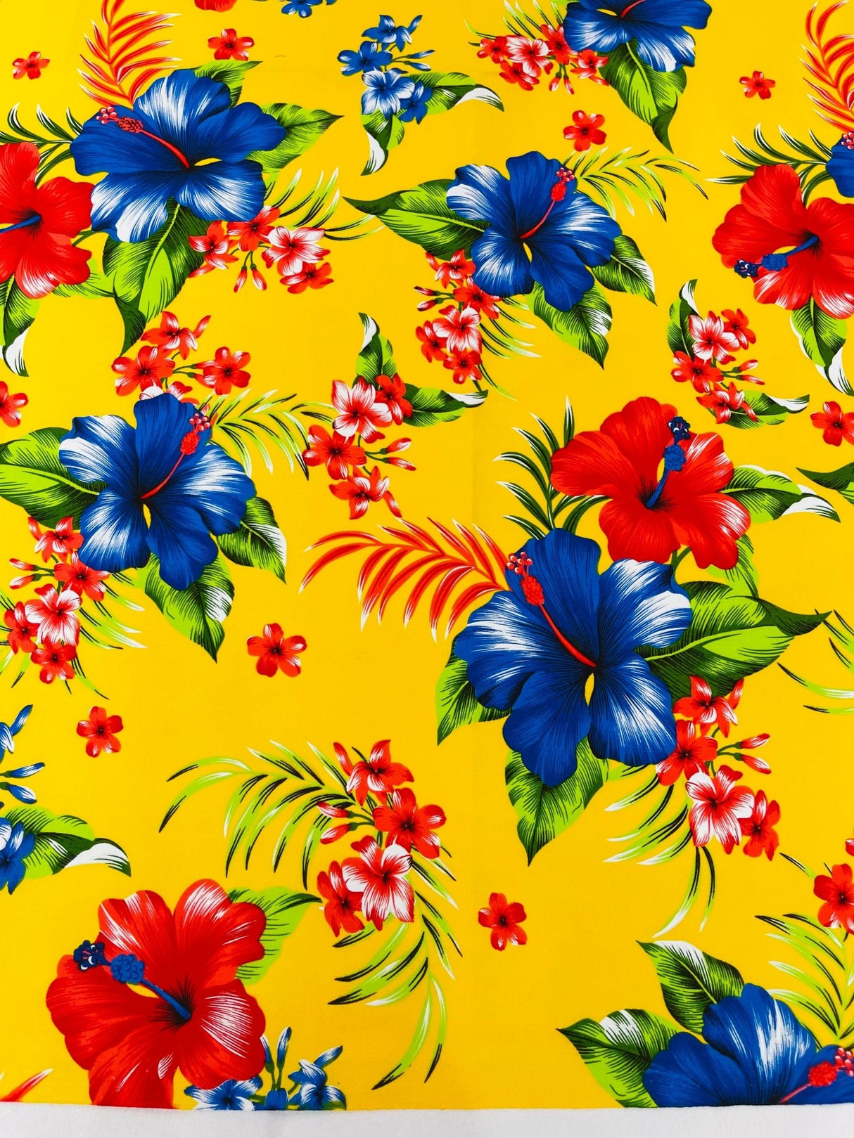 Multi Color Hawaiian Hibiscus 100 Percent Cotton Fabric - Multi Color Floral Print, 45" Width (1 Yard)