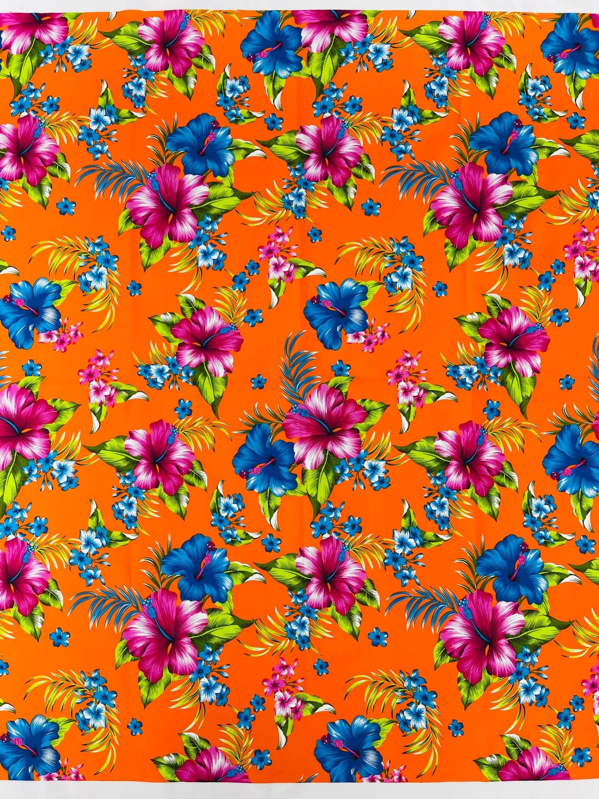 Multi Color Hawaiian Hibiscus 100 Percent Cotton Fabric - Multi Color Floral Print, 45" Width (1 Yard)