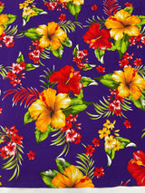 Multi Color Hawaiian Hibiscus 100 Percent Cotton Fabric - Multi Color Floral Print, 45" Width (1 Yard)