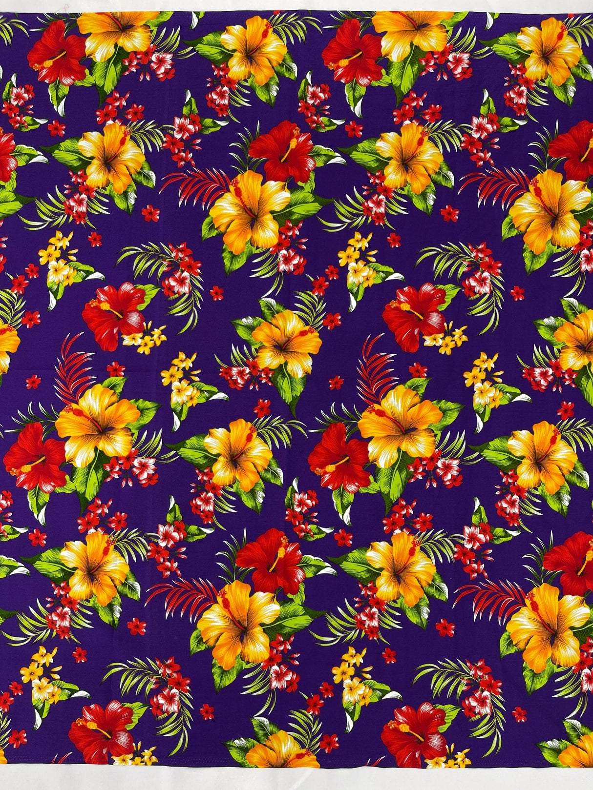 Multi Color Hawaiian Hibiscus 100 Percent Cotton Fabric - Multi Color Floral Print, 45" Width (1 Yard)