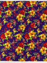 Multi Color Hawaiian Hibiscus 100 Percent Cotton Fabric - Multi Color Floral Print, 45" Width (1 Yard)