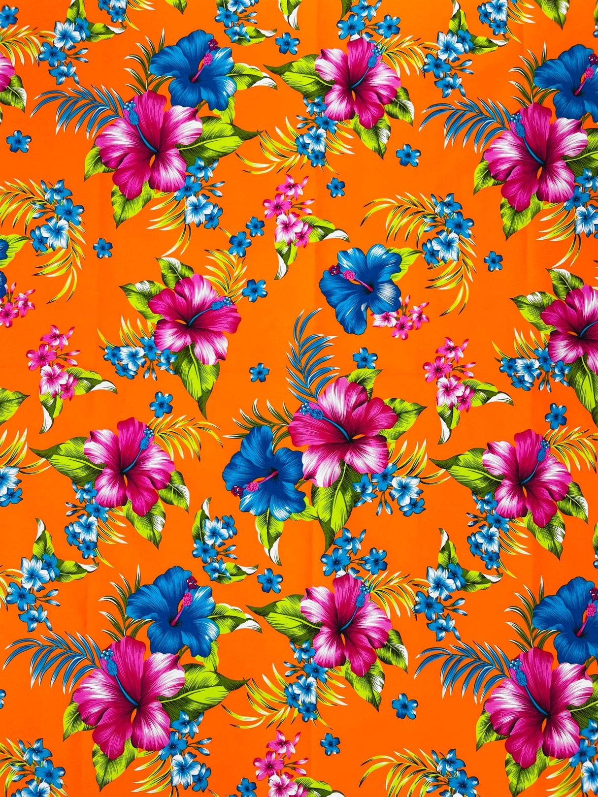 Multi Color Hawaiian Hibiscus 100 Percent Cotton Fabric - Multi Color Floral Print, 45" Width (1 Yard)
