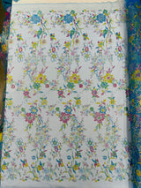 Multi Color Roses Glitter Design On A Mesh Lace Fabric - Multi Color Roses Glitter Design, Polyester Fabric, 52-54" Width, 36" Length (1 Yard)