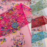 Multi Color Roses Glitter Design On A Mesh Lace Fabric - Multi Color Roses Glitter Design, Polyester Fabric, 52-54" Width, 36" Length (1 Yard)