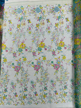 Multi Color Roses Glitter Design On A Mesh Lace Fabric - Multi Color Roses Glitter Design, Polyester Fabric, 52-54" Width, 36" Length (1 Yard)
