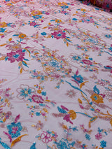 Multi Color Roses Glitter Design On A Mesh Lace Fabric - Multi Color Roses Glitter Design, Polyester Fabric, 52-54" Width, 36" Length (1 Yard)