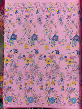 Multi Color Roses Glitter Design On A Mesh Lace Fabric - Multi Color Roses Glitter Design, Polyester Fabric, 52-54" Width, 36" Length (1 Yard)