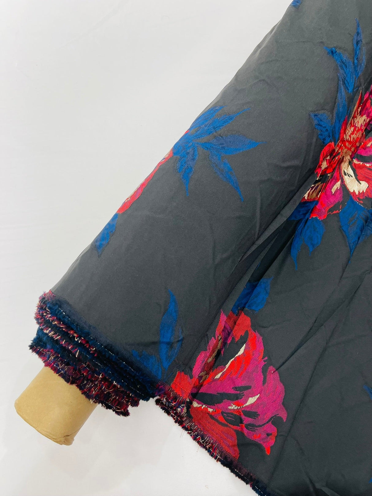 Multi Floral Color Jacquard Satin Fabric - Multi Floral Pattern, 58" Width (1 Yard)