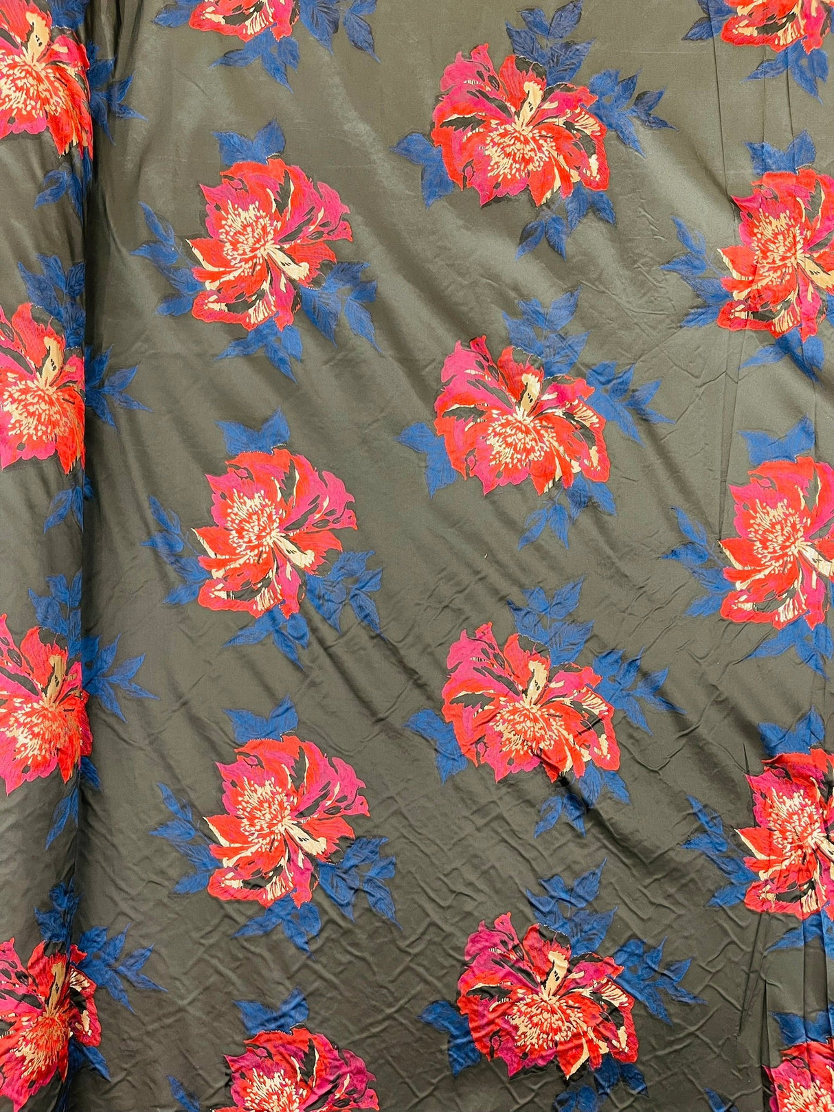 Multi Floral Color Jacquard Satin Fabric - Multi Floral Pattern, 58" Width (1 Yard)