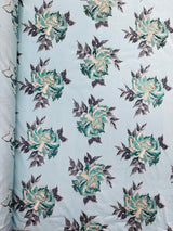 Multi Floral Color Jacquard Satin Fabric - Multi Floral Pattern, 58" Width (1 Yard)