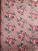Multi Floral Color Jacquard Satin Fabric - Multi Floral Pattern, 58" Width (1 Yard)