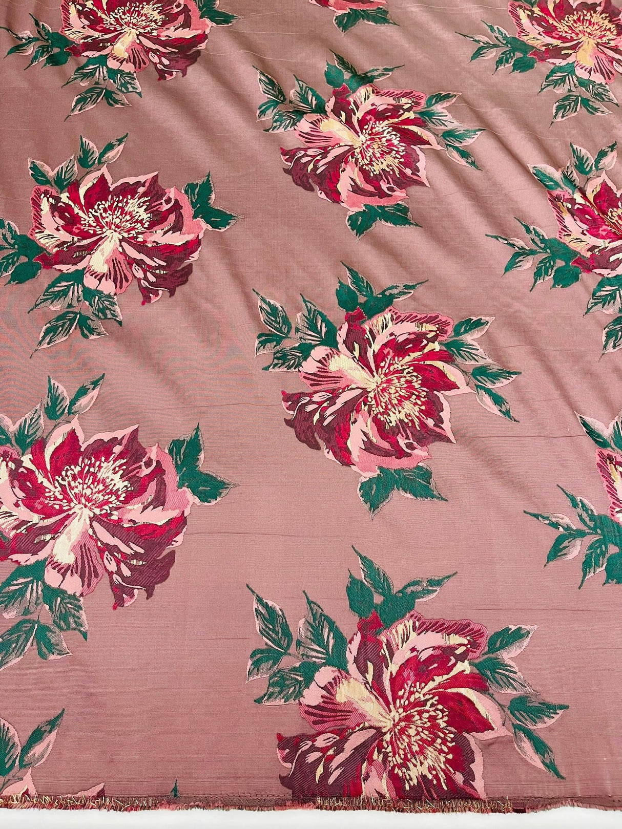 Multi Floral Color Jacquard Satin Fabric - Multi Floral Pattern, 58" Width (1 Yard)
