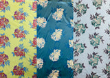 Multi Floral Color Jacquard Satin Fabric - Multi Floral Pattern, 58" Width (1 Yard)