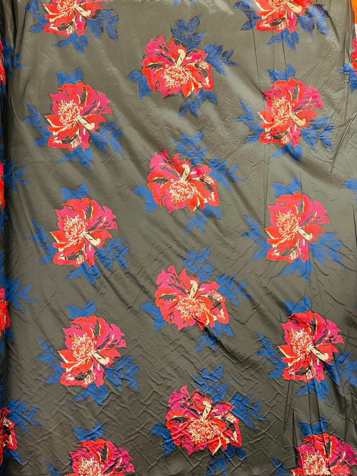 Multi Floral Color Jacquard Satin Fabric - Multi Floral Pattern, 58" Width (1 Yard)