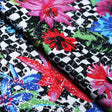 Flower Pop Twin Polyester Spandex Fabric - Black And White Or Multi Floral Garden Print, 58-60" Width (1 Yard)