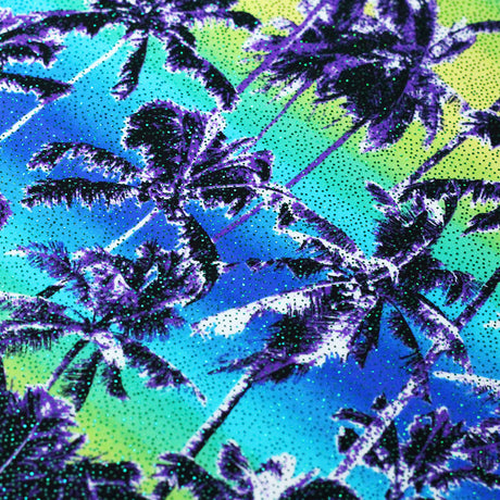 Hot Tropics Nylon Spandex Fabric - Multicolor Tropical Palm Trees, 58/60" Width (1 Yard)