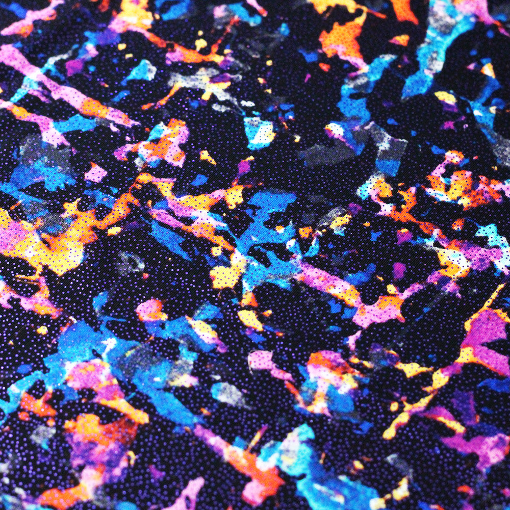 Gypsy Scarf Nylon Spandex Fabric - Multicolor Paint Splatter, 58/60" Width (1 Yard)