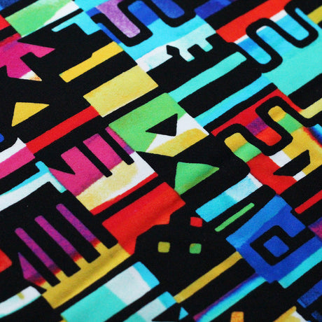 Afro Beat Nylon Spandex Fabric - Blue Mint/Multicolor African Print, 58/60" Width (1 Yard)