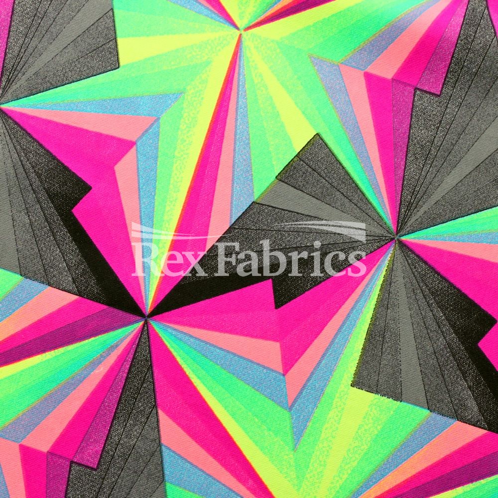 Optima Nylon Spandex Fabric - Multicolor Geometric Print, 58/60" Width (1 Yard)