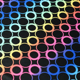 Dot Dot Polyester Spandex Fabric - Rainbow Circle Print On Black, 58/60" Width (1 Yard)