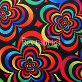 Spring Art Polyester Spandex Fabric - Multicolor Floral Print, 58/60" Width, 240 GSM (1 Yard)