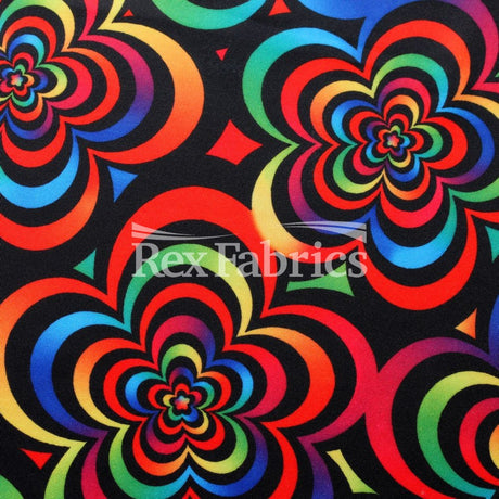 Spring Art Polyester Spandex Fabric - Multicolor Floral Print, 58/60" Width, 240 GSM (1 Yard)