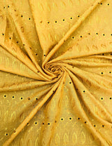Mustard Medium Eyelet Polyester Cotton Fabric - Mustard, Small Eyelets, 41"-42" Width