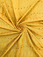 Mustard Medium Eyelet Polyester Cotton Fabric - Mustard, Small Eyelets, 41"-42" Width