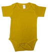 Lucky Friends 701 100% Cotton Fabric - Mustard, Short Sleeve Baby Onesie, Snap Buttons (0/3-12/18)