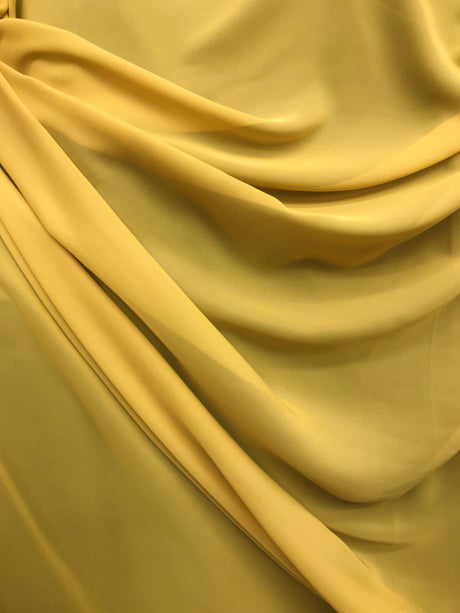 Mustard Polyester Chiffon Fabric - Mustard, Very Light Sheer, 59"-60" Width (1 Yard)