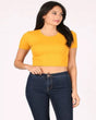 Lucky Fitted Crop Top Cotton Spandex Fabric - Mustard, Short Sleeve Stretch, Crop Top (1 Piece)